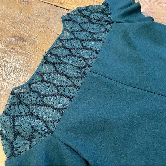 KARL LAGERFELD Teal Green Dress with Lace - Picture 5 of 5
